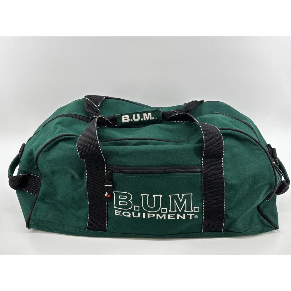B.U.M. Equipment Duffel Bag Forest Green Black Canvas Vintage Travel Large